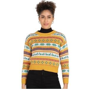 Forever 21 Women's Fair Isle Cropped Knit Sweater NWOT
